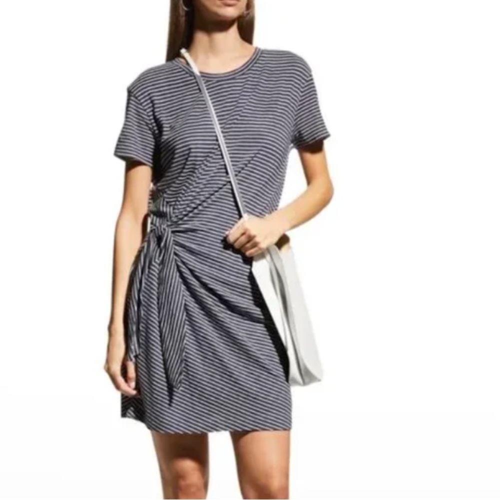 Striped Knot-Front Tee Shirt Dress from Vince